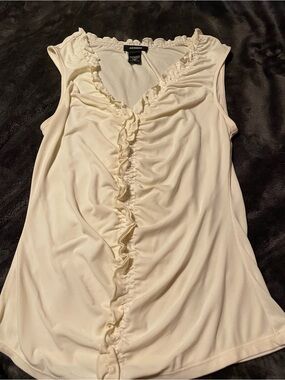 Express Cream Ruffle-Front Sleeveless Camisole